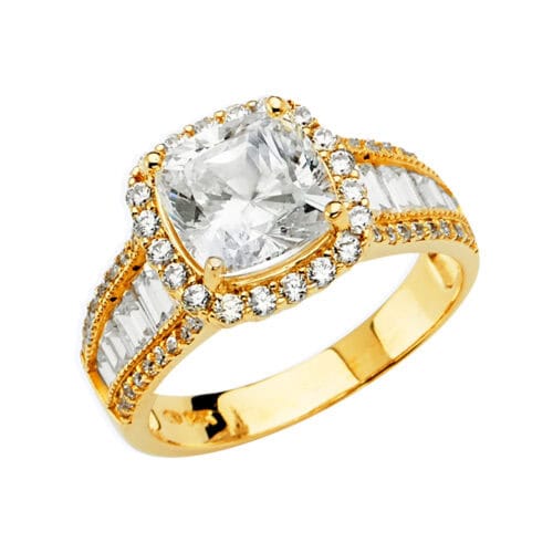 14K Yellow Gold Cubic Zirconia Engagement Ring