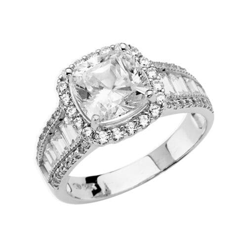 14K White Gold Cubic Zirconia Engagement Ring