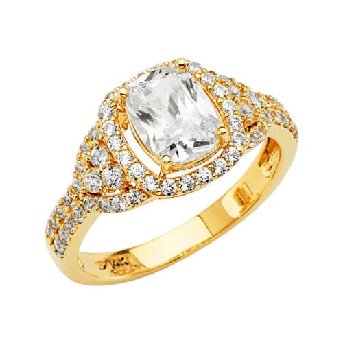 14K Yellow Gold Cubic Zirconia Engagement Ring