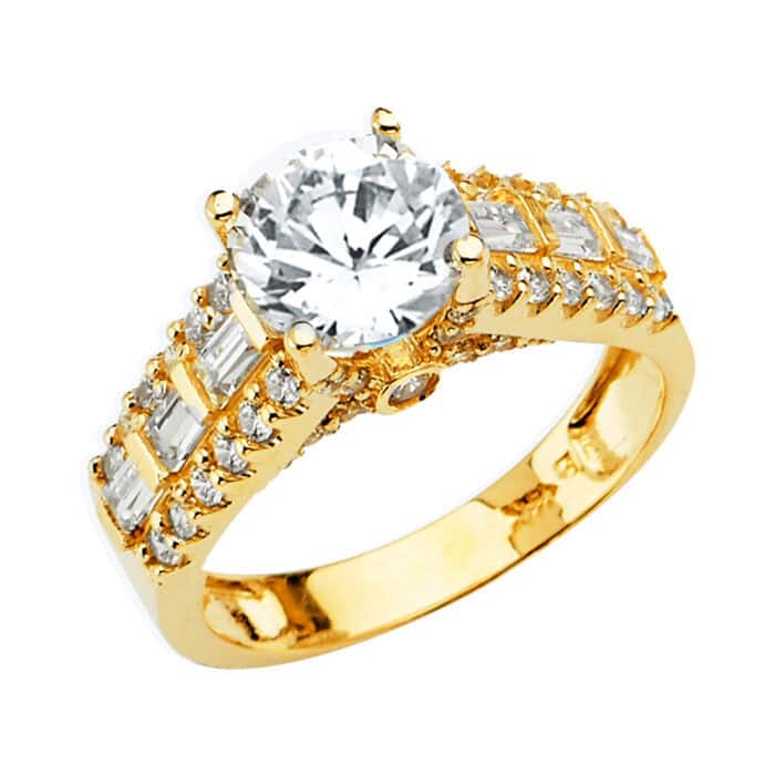 14K Yellow Gold Cubic Zirconia Engagement Ring
