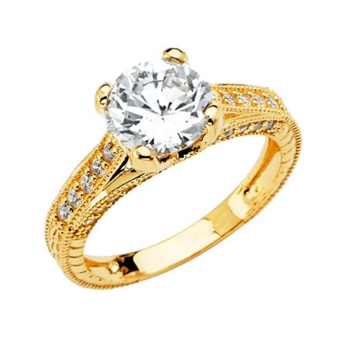 14K Yellow Gold Cubic Zirconia Engagement Ring