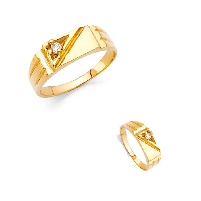 14K Yellow Gold Cubic Zirconia Babies Ring - Image 3