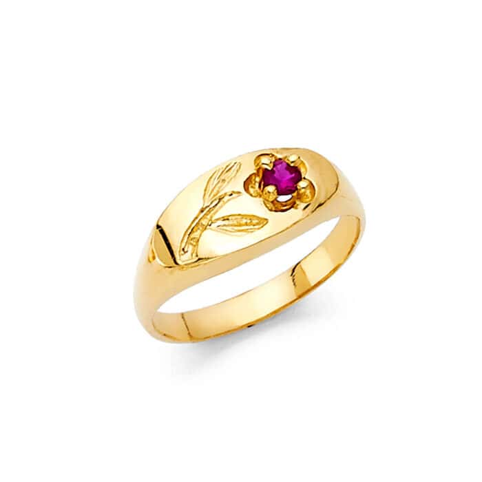 14K Yellow Gold Cubic Zirconia Babies Ring