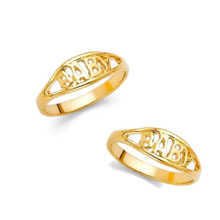 14K Yellow Gold Cubic Zirconia Babies Ring - Image 3