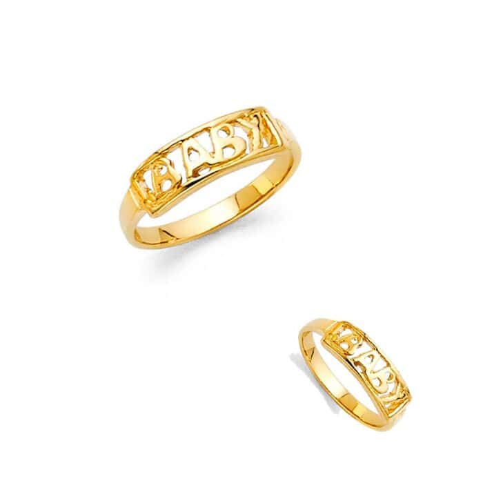 14K Yellow Gold Cubic Zirconia Babies Ring - Image 3