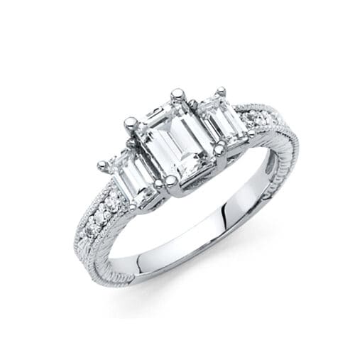 14K White Gold Cubic Zirconia Engagement Ring