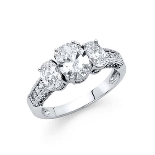 14K White Gold Cubic Zirconia Engagement Ring