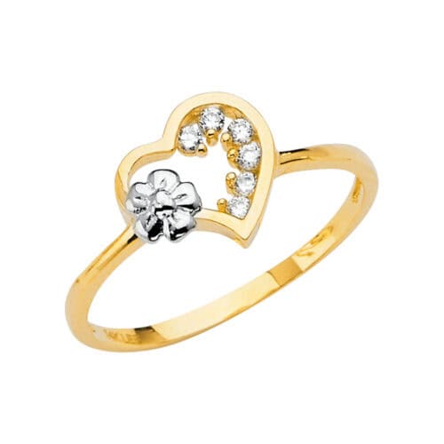 14K Yellow Gold Heart Cubic Zirconia Ring