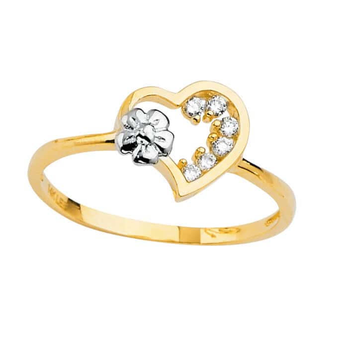 14K Yellow Gold Heart Cubic Zirconia Ring - Image 2