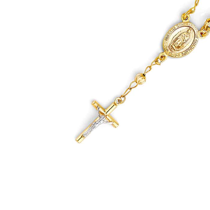 14K Yellow Gold 4mm Moon Ball Rosario Bracelet - 7.25" - Image 3