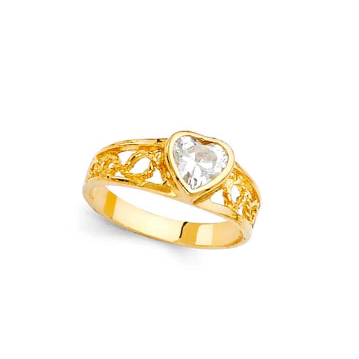 14K Yellow Gold Cubic Zirconia Babies Ring - Image 2