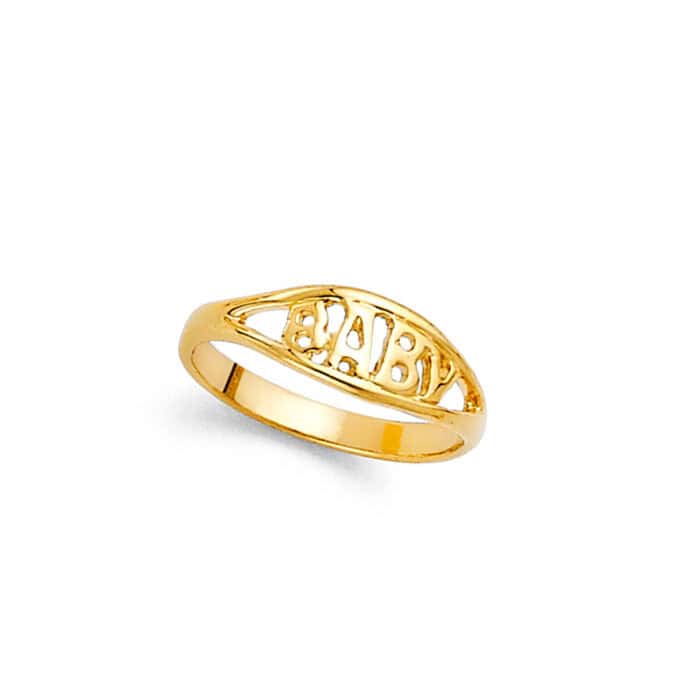 14K Yellow Gold Cubic Zirconia Babies Ring - Image 2