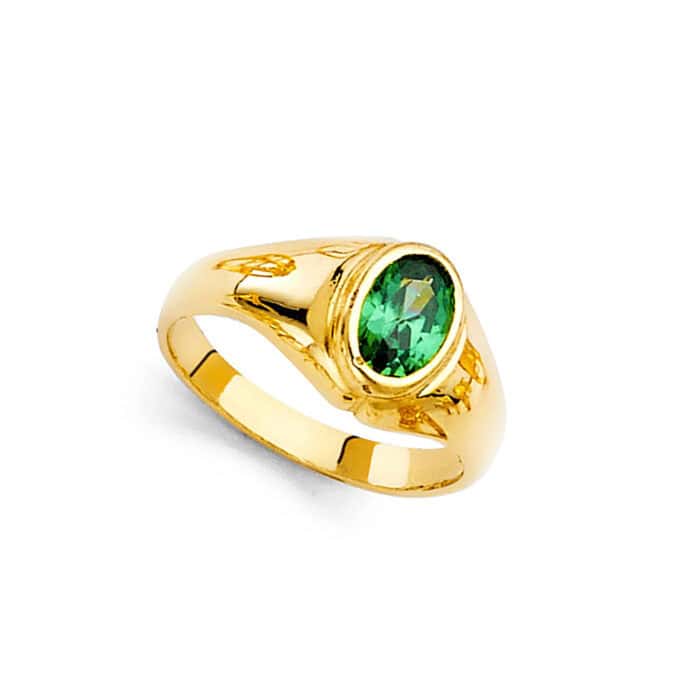 14K Yellow Gold Cubic Zirconia Babies Ring - Image 2