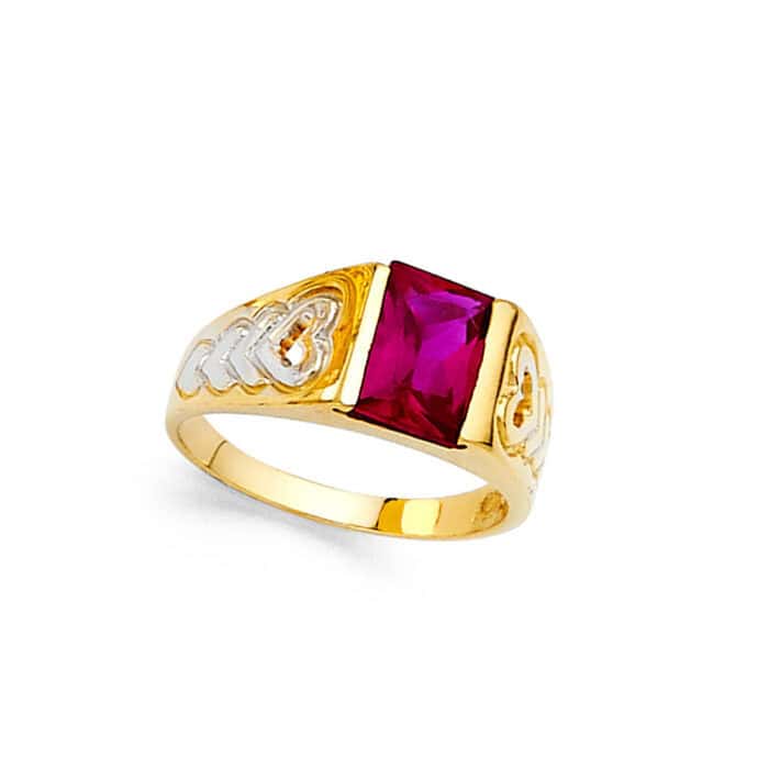 14K Yellow Gold Cubic Zirconia Babies Ring - Image 2