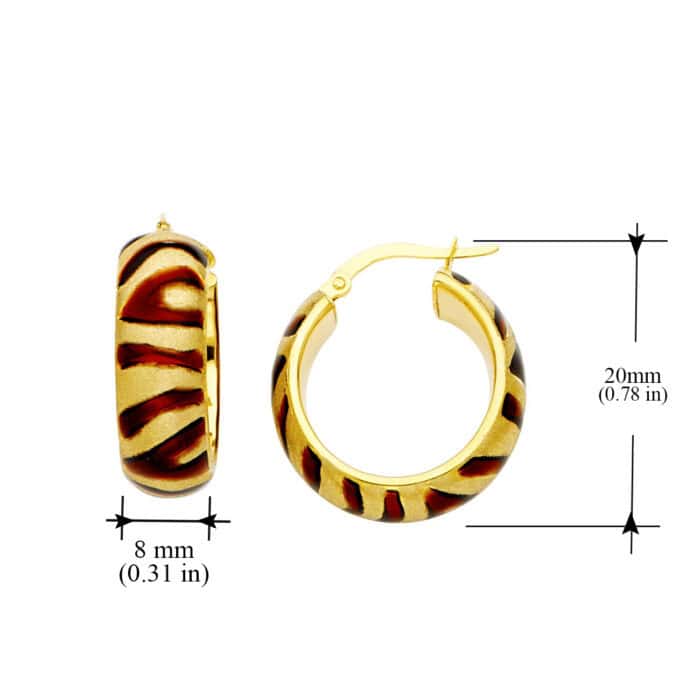 14K Yellow Gold 8mm Hollow Hoop Earrings - Image 2