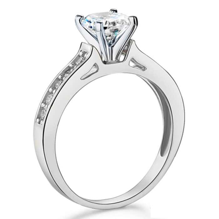 14K White Gold Cubic Zirconia Engagement Ring - Image 2