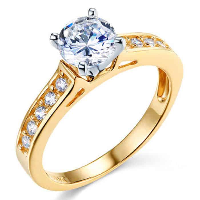 14K Yellow Gold Cubic Zirconia Engagement Ring