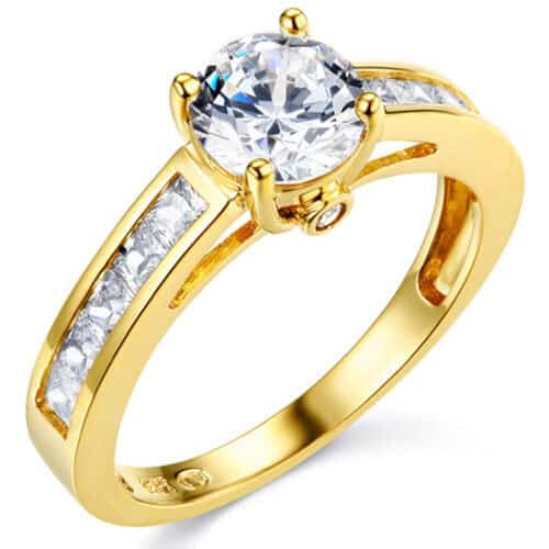 14K Yellow Gold Cubic Zirconia Engagement Ring