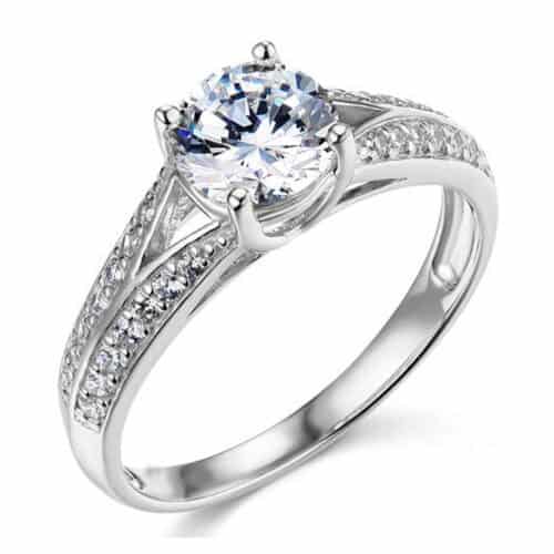 14K White Gold Cubic Zirconia Engagement Ring