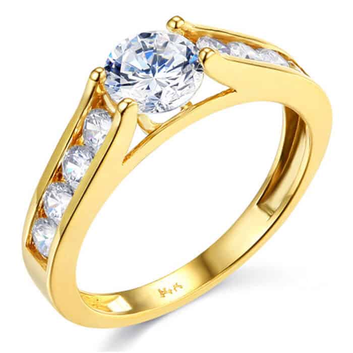 14K Yellow Gold Cubic Zirconia Engagement Ring