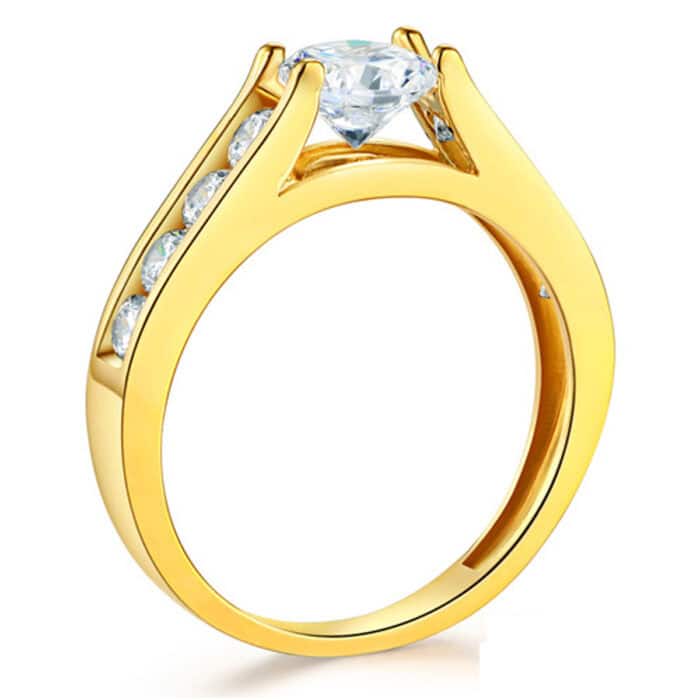 14K Yellow Gold Cubic Zirconia Engagement Ring - Image 2