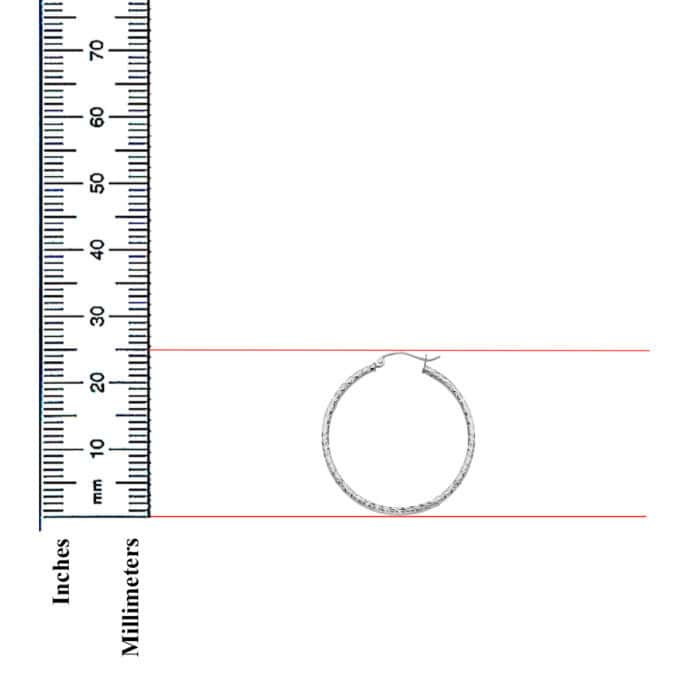 14K White Gold 1.5mm Hoop Earrings - Image 2