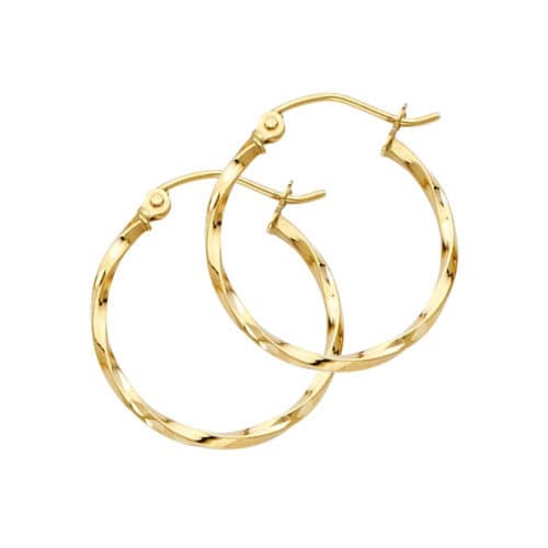 14K Yellow Gold Curled Hoop Earrings