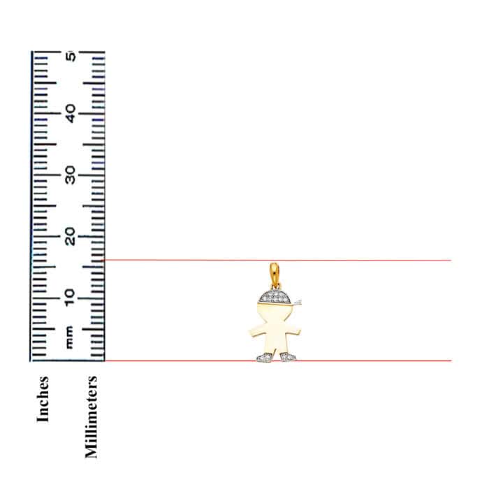 14K Yellow Gold Cubic Zirconia Boy Pendant - Image 3