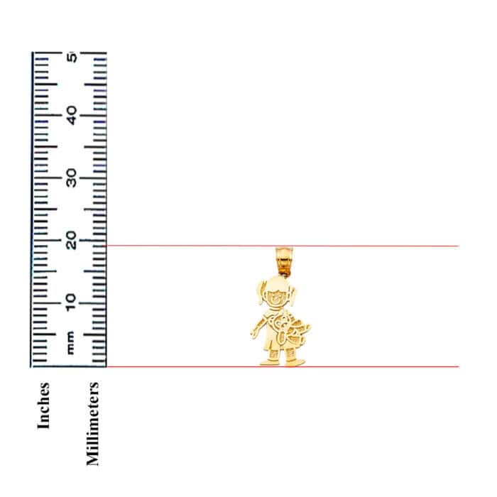 14K Yellow Gold Girl with Doll Pendant - Image 3