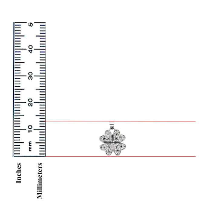 14K White Gold Four Hearts Cubic Zirconia Pendant - Image 3