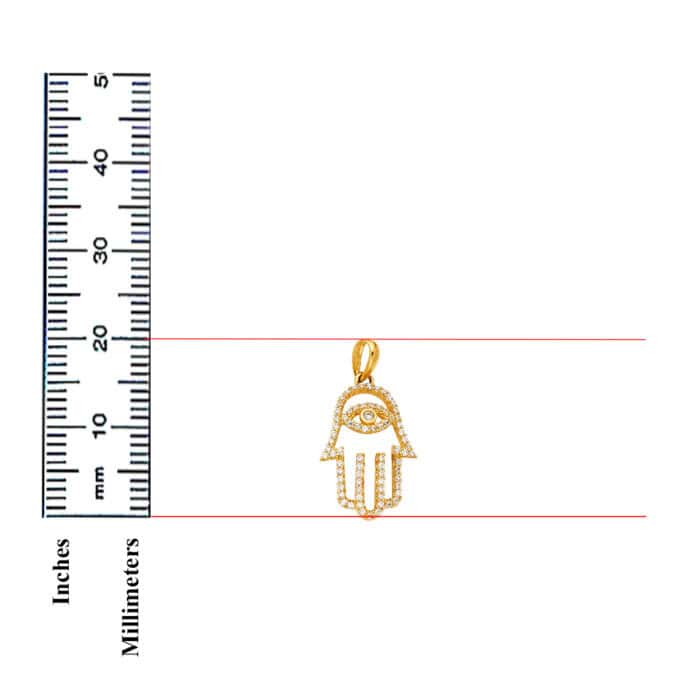 14K Yellow Gold Evil Eye Cubic Zirconia Pendant - Image 3
