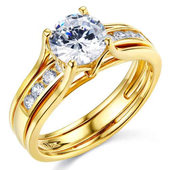 14K Yellow Gold Cubic Zirconia Engagement Ring