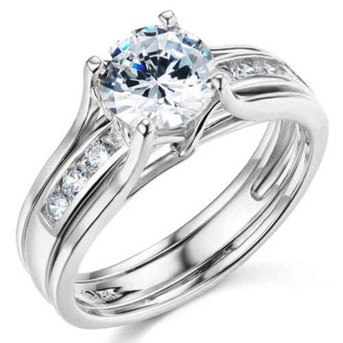 14K White Gold Cubic Zirconia Engagement Ring