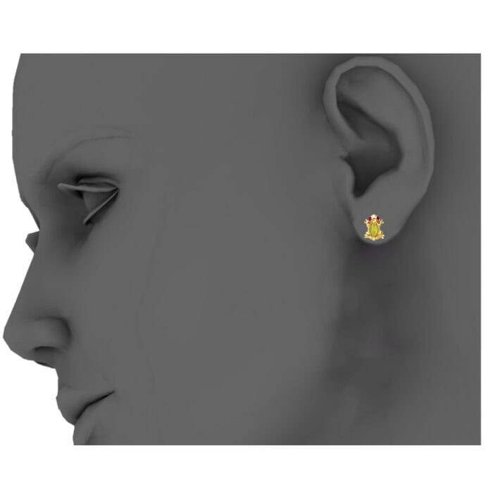14K Yellow Gold Frog Post Earrings - Image 3