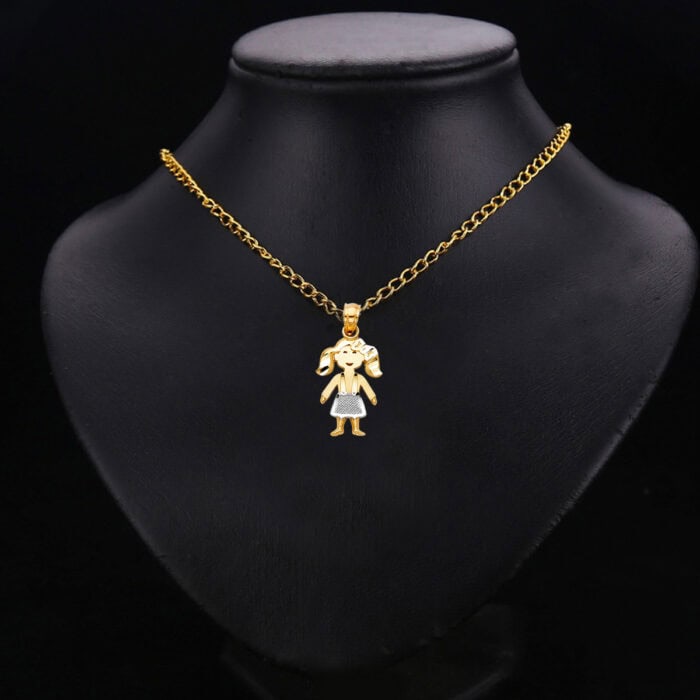 14K Two Tone Gold Girl Pendant - Image 3