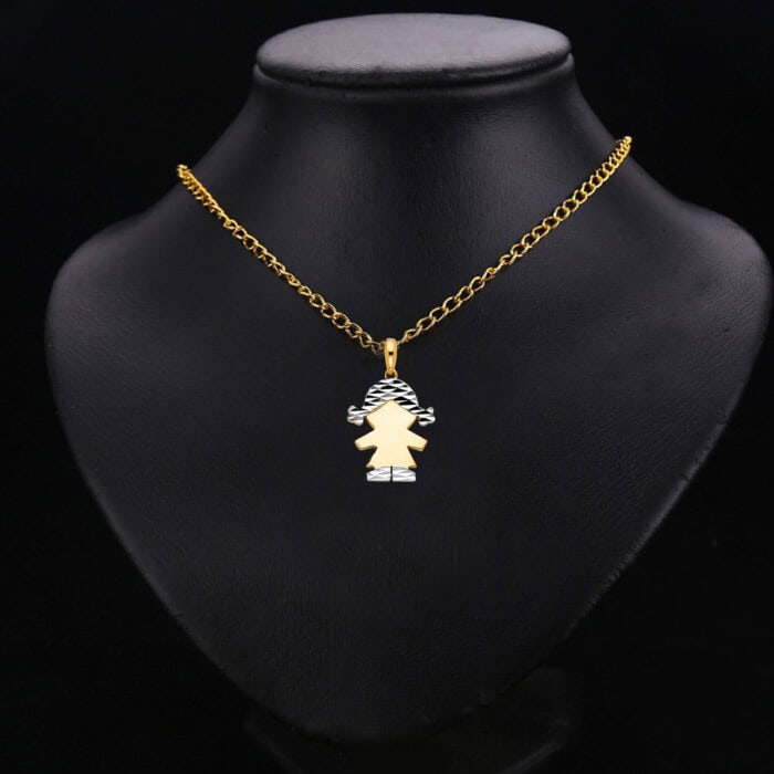 14K Two Tone Gold Girl Pendant - Image 2