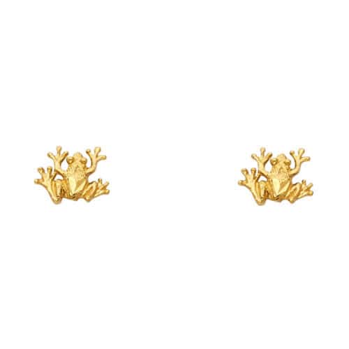 14K Yellow Gold Frog Post Earrings