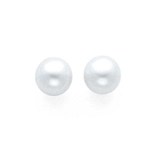 14K Yellow Gold 8mm Pearl with Cubic Zirconia Earrings