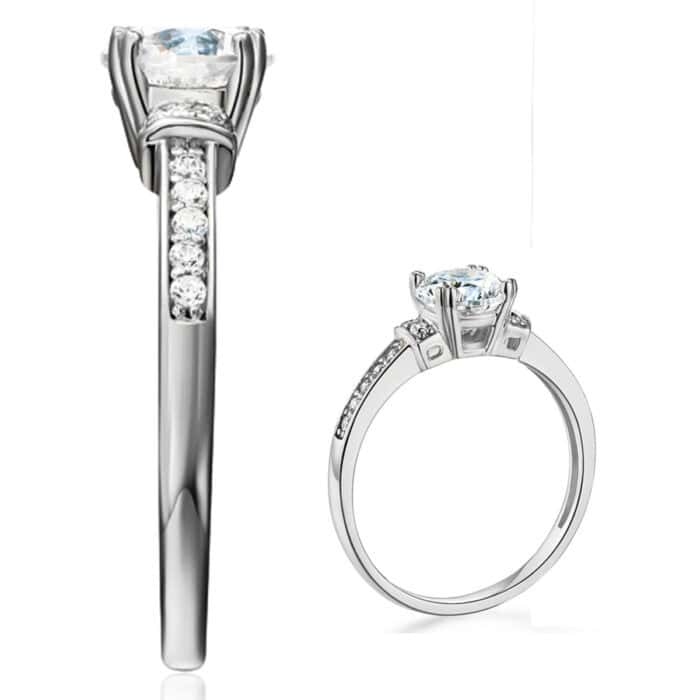 14K White Gold Cubic Zirconia Engagement Ring - Image 4