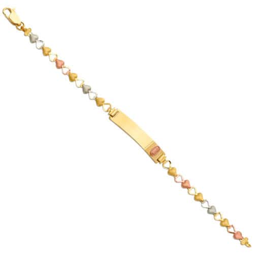 14K Tri Color Gold Guadalupe Baby ID Bracelet - 6"