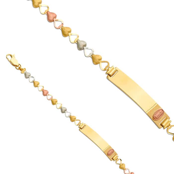 14K Tri Color Gold Guadalupe Baby ID Bracelet - 6" - Image 2