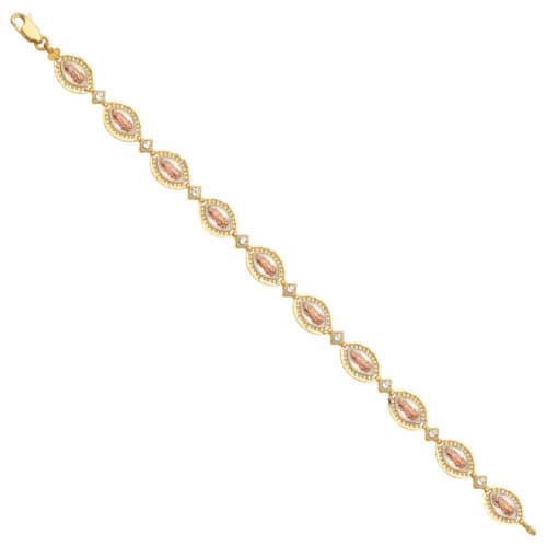 14K Tri Color Gold Guadalupe Bracelet - 7.5"