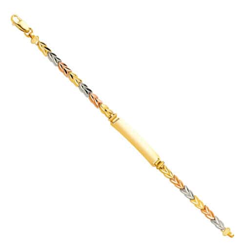 14K Tri Color Gold Baby ID Bracelet - 6"