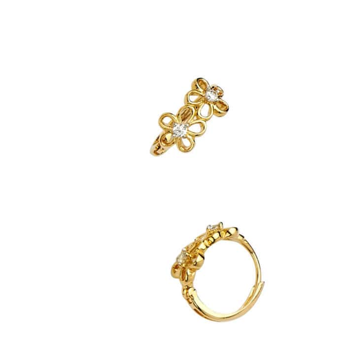 14K Yellow Gold Cubic Zirconia Huggies Earringsrings - Image 3
