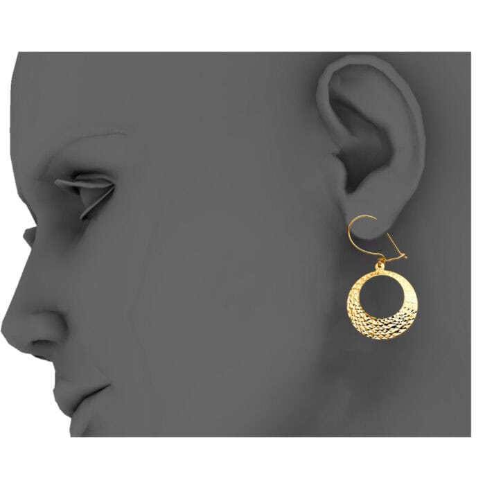 14K Yellow Gold Diamond Cut RD Teardrop Earrings - Image 3