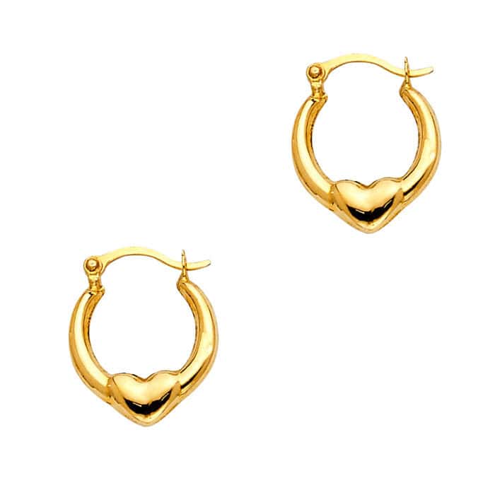 14K Yellow Gold Fancy Hollow Hoop Earrings - Image 3