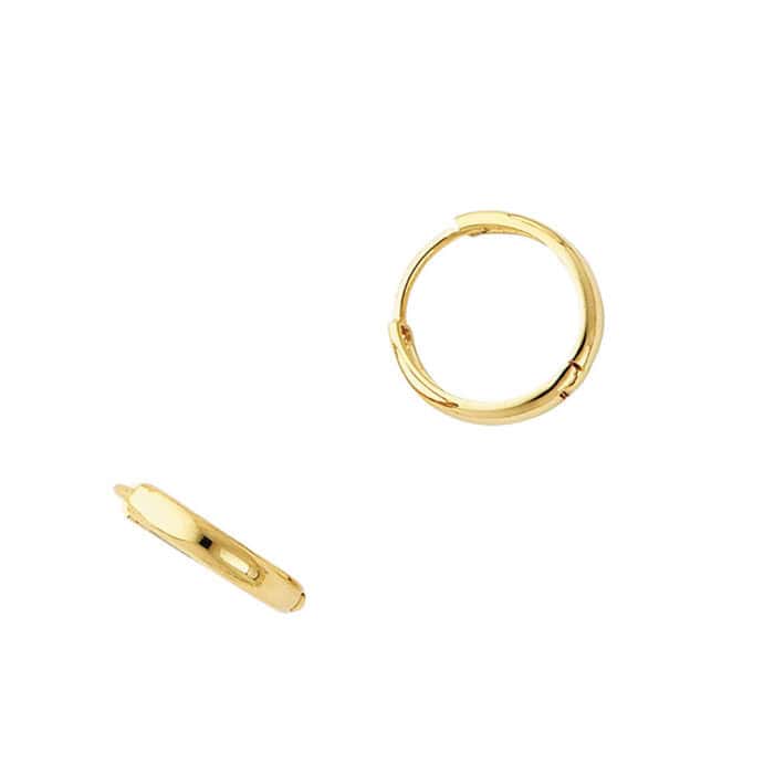 14K Yellow Gold 2mm Huggies Earrings - Image 2