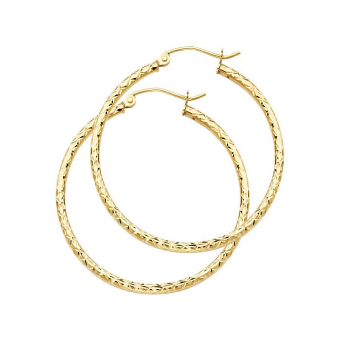 14K Yellow Gold 1.5mm Hoop Earrings