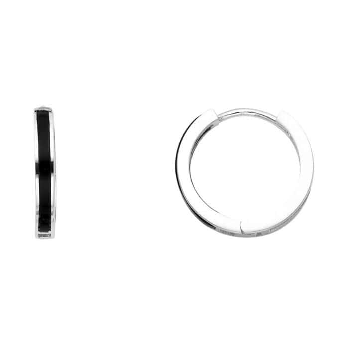 14K White Gold Onyx Huggies Earringsrings