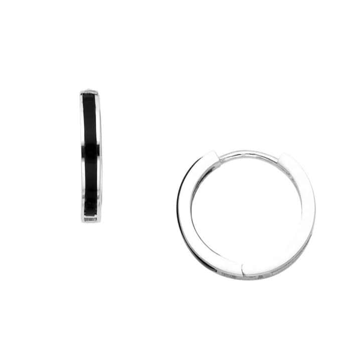 14K White Gold Onyx Huggies Earringsrings - Image 2